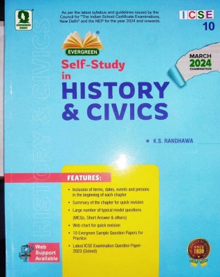 Evergreen Icse Self Study History & Civics - Class 10 (For 2024 Exams)(Paperback, K S RANDHAWA)