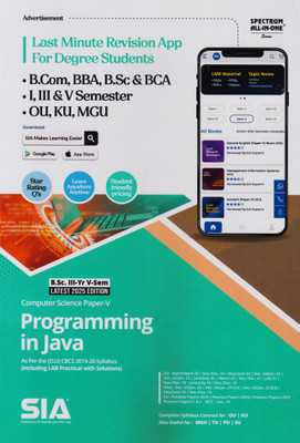 Programming In Java (Computer Science Paper-V) B.Sc III-Year V-Sem | As Per The O.U CBCS (2019-20) Syllabus | Including LAB Practical With Solutions | Latest 2025 Edition(Paperback, SIA Team Of Experts)