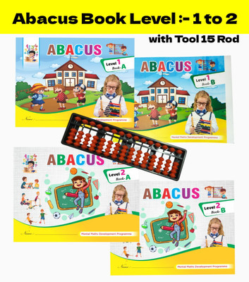 Abacus Books Level 1 To 2 (A & B) 04 Practice Workbooks With Tool 15 Rod- (Pack Of 04 + Tool 15 Rod) | Ages 4 & Up | Engaging Learning For Kids(Paperback, Abacus Gayan)
