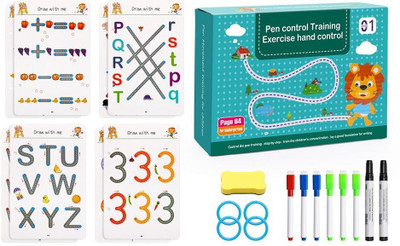 Reusable Magic Practice Copybook Kit For Kids, Writing Practice And Pen Control Workbook Set, Educational Learning Drawing Book,(Cover, Scribble Smart Workbook, Reusable Preschool Learning Activities Tracing Books)