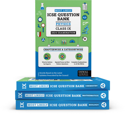Oswal - Gurukul Most Likely ICSE Question Bank Class 9 Bundles (Set Of 4) : Physics, Chemistry, Maths & Biology For Exam 2024(Product Bundle, Oswal - Gurukul)