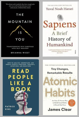 Atomic Habits, The Mountain Is You, Read People Like A Book, Sapiens, Combo_set Of 3 Book(Paperback, Self help)