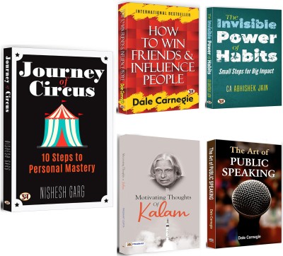 Journey Of Circus + How To Win Friends & Influence People + Motivating Thoughts Of Kalam + The Invisible Power Of Habits + The Art Of Public Speaking | Classic Self Help Books Combo | Interpersonal Skills | Self-Esteem (Set Of 5 Books In English)(Paperback, Nishesh Garg, Dale Carnegie, Prashant Gupt