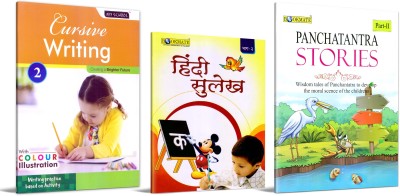 Combo 3 Book Of Cursive Writing 2, Hindi Sulekh 2 & Panchatantra Stories Part-2 (English-Hindi)(Paperback, Bookmate)