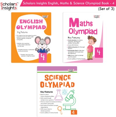 Scholars Insights Combo Set Of English, Maths And Science Olympiad Workbooks Grade 4| Set Of 3| Ages 9 - 11 Year(Paperback, Scholars Insights)