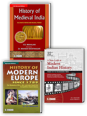 A New Look At Modern Indian History,History Of Medieval India And History Of Modern Europe COMBO Of 3 History Books 2023-24(Paperback, Mahajan V.D., B. L. Grover)