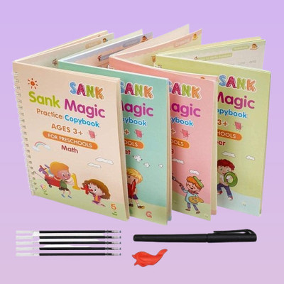 Sank Learning Magic Writing Handwriting Book Numeral Practice Manual For Kids With Refillable Pen(Spiral, india)
