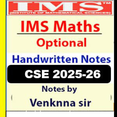IMS Maths Mathematics Optional Study Material, Class Notes- 2025-26 By K. Venkanna(English) For CSE Examination(Paperback, Venknna Sir)