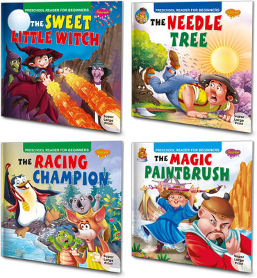 Sawan Story Books For Beginners & Early Readers Pack Of 4 Books (The Magic Paintbrush, The Needle Tree, The Racing Champion, The Sweet Little Witch)(Paperback, Manoj Publications Editorial Board)