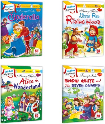 Sawan Present Set Of 4 Sticker Activity Books | CindrellaLittle Red Riding Hood, Alice In Wonderland & Snow White & 7 Dwarfs(Pin Binding, Manoj Publications Editorial Board)