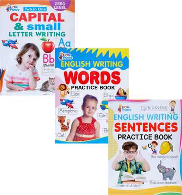Set Of 3 English Writing Practice Books For Kids | Capital Letters, Small Letters & Sentence Writing | Handwriting Books With Free Writing Kit (Ages 3–7)(Paperback, BMOS (Book Market Online Store))