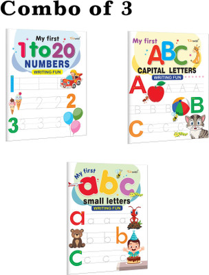 My First Capital Letters ABC, Small Letters Abc And Numbers 1-20 Writing Fun : Learning To Write Book For Kids, Handwriting Books For Toddlers, Number Tracing Book | Combo Of 3 Writing Books(Paperback, GOWOO)