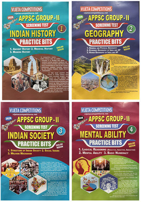 APPSC Group II Screening Test Indian History, Geography, Indian Society, Mental Ability SET OF 4 ( A3 Size Books ) PRACTICE BITS [ ENGLISH MEDIUM ](Paperback, VIjeta Competition Editorial Board)