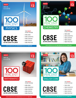MTG 100 Percent Text-Book Class 12 Physics, Chemistry, Mathematics & English (Set Of 4 Books) With CBSE Chapterwise Topicwise Question Bank & Solved Papers (Based On Latest Pattern For 2023-24 Exam)(Paperback, MTG Editorial Board)