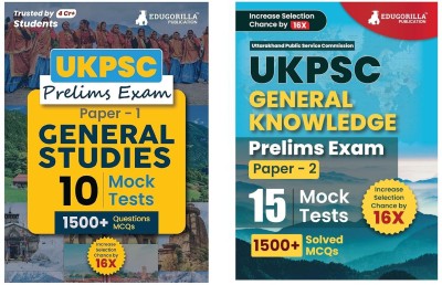 UKPSC Prelims Exam Combo Books (English Edition) | General Studies (Paper - I) & General Knowledge (Paper - II) | 25 Mock Tests (3000 Solved Questions)(Paperback, EduGorilla Prep Experts)