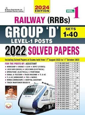 Railway Group D Level 1 Posts 2022 Solved Papers Total 40 PYQs Sets Volume 1 2024 Edition (English Medium)(Paperback, Kiran)