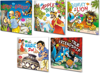 Never Be Greedy, The Apple Tree, The Donkey & The Lion, The Magic Pot, The True Friendship | 5 Moral Stories By Sawan(Paperback, Manoj Publications Editorial Board)
