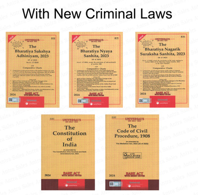 Combo Sale Of 5 Bare Acts For Law Students/Judiciary Aspirants With NEW CRIMINAL Laws BNS, BNSS, BSA, Constitution Of India & Code Of Civil Procedure, 1908 Act With Short Notes(Paperback, Universal's) Combo Sale Of 5 Bare Acts For Law Students/Judiciary Aspirants With NEW CRIMINAL Laws BNS, BNSS, BSA, Constitution Of India & Code Of Civil Procedure, 1908 Act With Short Notes(Paperback, Universal's)