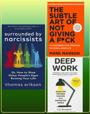 Deep Work, The Subtle Art Of Not Giving A Fck, Surrounded By Narcissists, Combo_set Of 3 Book(Paperback, Self help)