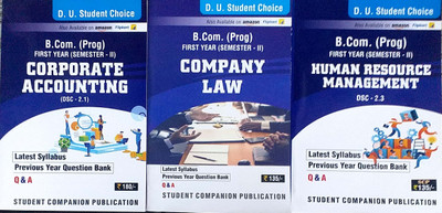 Student Choice Combo Delhi University B Com Prog 1st Year Corporate Accounting & Human Resource Management (HRM) & Company Law Semester 2 Set Of 3 Books SOL Regular NCWEB Previous Years Papers UGCF/NEP(Paperback, Student Companion Publications)