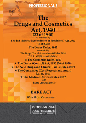 Drugs And Cosmetics Act, 1940 Alongwith Drugs Rules, 1945(Paperback, Professional)