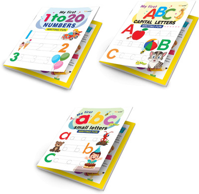 My First Capital Letters ABC, Small Letters Abc And Numbers 1-20 Writing Fun : Tracing Book Set For Preschool, Educational Writing Books For Children | Combo Of 3 Writing Books(Paperback, GOWOO)