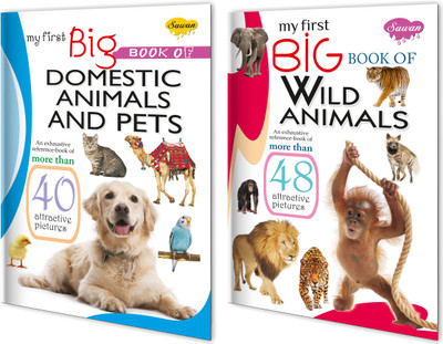 Sawan Present Set Of 2 Big Books | My First Big Book Domestic Animals And Pets And My First Big Book Wild Animals(Pin Binding, Manoj Publications Editorial Board)