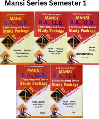 Mansi’s Combo 5 C.C.S. University Meerut B.A. LL.B 1 Year Integrated Course, Semester – I (General English-I, Sociology-I, Political Theory-I, Economic-I, Indian History-I) - Edition 2023 (Paperback, Mansi(Paperback, MANSI) Mansi’s Combo 5 C.C.S. University Meerut B.A. LL.B 1 Year Integrated Course, Semester – I (General English-I, Sociology-I, Political Theory-I, Economic-I, Indian History-I) - Edition 2023 (Paperback, Mansi(Paperback, MANSI)