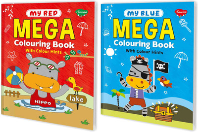 My Red & My Blue Mega Colouring Books With Colour Hints, Set Of 2(Paperback, sawan)