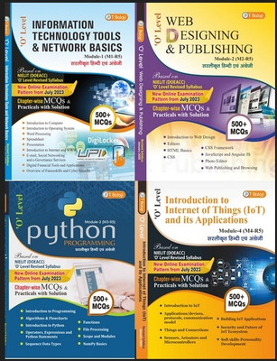 O Level 4 Books Set (English-Hindi) Bilingual Format
it Tools & Network Basics (M1-R5)
web Designing & Publishing (M2-R5)
python Programming (M3-R5)
iot Internet Of Things (M4-R5)(Paperback, T BALAJI PUBLICATION EXPERT TEAM) O Level 4 Books Set (English-Hindi) Bilingual Format
it Tools & Network Basics (M1-R5)
web Designing & Publishing (M2-R5)
python Programming (M3-R5)
iot Internet Of Things (M4-R5)(Paperback, T BALAJI PUBLICATION EXPERT TEAM)