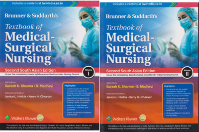 Brunner & Suddarths Textbook Of Medical Surgical Nursing [volume -1 & 2] Set Of Two Books (2nd South Asian Edition)(Paperback, SURESH K. SHARMA, S. MADHAVI)