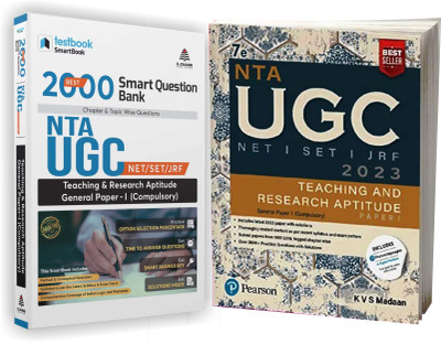 UGC SmartBook Teaching & Research Aptitude In English Chapterwise 2000 MCQ Questions AND NTA UGC NET /SET/JRF Paper 1, Teaching And Research Aptitude – 2023(Paperback, KVS Madaan, Testbook)