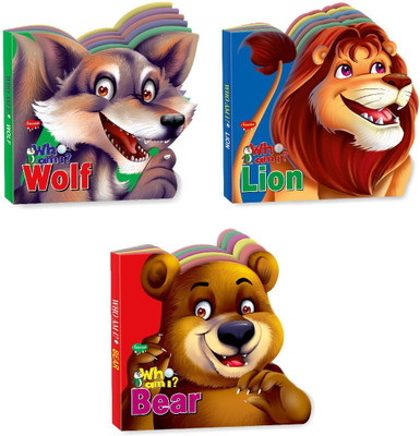 Best For Children Set Of 3 Cutout Shape Board Books For Kids | Wolf, Lion, Bear (Board Book,)(Hardcover, Manoj)