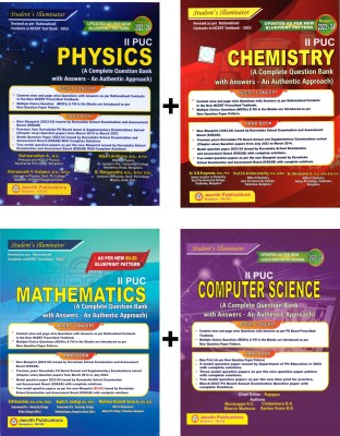 Jeevith 2nd PUC -Physics. Chemistry. Mathematics. Computer Science- Set Of 4 Books [Student's Illuminator: A Complete Question Bank With Answers- An Authentic Approach For 2022-23](Paperback, Jeevith Publications)