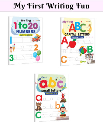 My First Capital Letters ABC, Small Letters Abc And Numbers 1-20 Writing Fun : Early Learning Writing Book, Toddler Tracing Book Set, Beginner Writing Skill Builder | Set Of 3 Writing Books(Paperback, GOWOO)