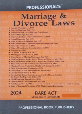 Marriage & Divorce Laws - BARE ACT - Latest 2024 Edition Professional(Paperback, Professional)