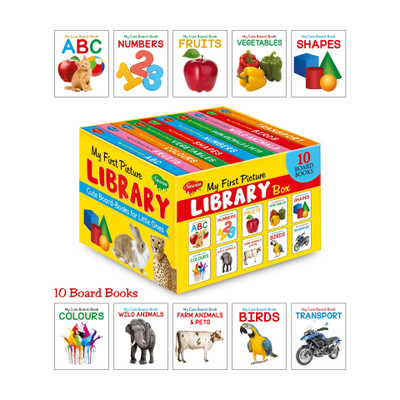 My Book Of Knowledge In English - Picture Talk For Nursery Kids | 3 To 5 Year Old | Learn A To Z Alphabets, 1 To 10 Numbers, Fruits, Vegetables, Animals And Shapes | Perfect Gift For Preschool Children My First Picture Library Box(Hardcover, Manoj)