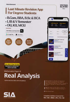 Real Analysis (Mathematics Paper-III) B.Sc/B.A II-Year III-Sem | As Per The O.U (CBCS) 2019-20 Syllabus | Revised & Updated 2025 Edition(Paperback, SIA Team Of Experts)