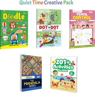 DOODLE COLOURING FOR KIDS - GREEN EDITION, My First Activity Book - Dot To Dot (Green Edition) And More :- Creative Doodle Colouring, Mandala Art And Activity Pack | Combo Of 5 Books(Paperback, GOWOO)