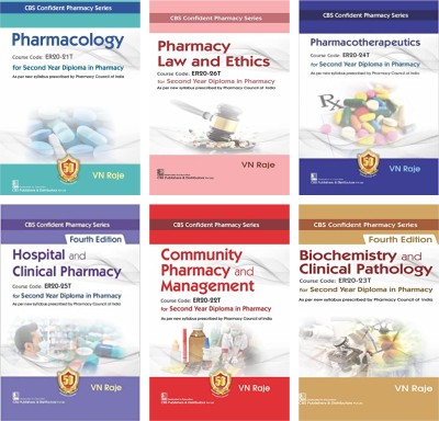 Set Of VN Raje D Pharma 2nd Year Books : Community Pharmacy And Management + Pharmacology + Pharmacy Law And Ethics + Hospital And Clinical Pharmacy + Pharmacotherapeutics + Biochemistry And Clinical Pathology (Second Year Diploma In Pharmacy)(Paperback, V.N Raje)