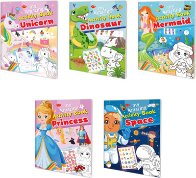 My Amazing Activity Book: Unicorn, Mermaid, Space, Dinosaur And Princess :- Interactive Activity Book For Children, Ocean-Themed Mermaid Activity Fun | Combo Of 5 Activity Books(Paperback, SAWAN)