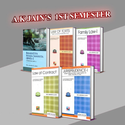 AK Jain' 1st Semester Dukki Set For Delhi University (Law Of Torts / Law Of Contract / Family Law - I / Jurisprudence - I / Criminal Law - I Is Now Bharatiya Nyaya Sanhita | BNS-2023 ) Latest Edition 2025(Paperback, A.K JAIN) AK Jain' 1st Semester Dukki Set For Delhi University (Law Of Torts / Law Of Contract / Family Law - I / Jurisprudence - I / Criminal Law - I Is Now Bharatiya Nyaya Sanhita | BNS-2023 ) Latest Edition 2025(Paperback, A.K JAIN)