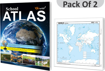 SCHOOL ATLAS (ENGLISH) - MAPLITHO And SMALL - 100 WORLD POLITICAL OUTLINE MAP FOR SCHOOL I Combo Pack Of 2 Charts I Learn Geography And Map Skills(Paperback, GOWOO)