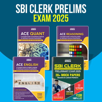 SBI CLERK Prelims 2025 Exam Book Ace Quant | Ace Reasoning | Ace English |20+ Mock Papers With 2100+ Questions With Solution(Paperback, Adda247 Publications) SBI CLERK Prelims 2025 Exam Book Ace Quant | Ace Reasoning | Ace English |20+ Mock Papers With 2100+ Questions With Solution(Paperback, Adda247 Publications)