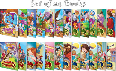 Set Of 24 Classic Tales, Favourite & Fairy Tales Story Books : Snow White And The Seven Dwarfs, The Jungle Book, Pinocchio And More - Classic Literature For Children, Illustrated Story Books For Kids(Paperback, GOWOO)