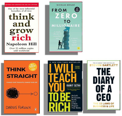 Bestseller 5 Books Combo ( Think And Grow Rich + FROM ZERO TO MILLIONAIRE + THINK STRAIGHT + I Will Teach You To Be Rich + The Diary Of A CEO ) English(Paperback, Napoleon Hill, Nicolas Berube, Darius Forous, Ramit Sethi, Steven Bartlett)