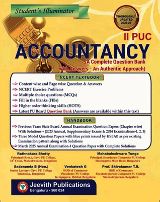 Jeevith 2nd PUC - ACCOUNTANCY - Student's Illuminator|A Complete Question Bank With Answers-An Authentic Approach| Thoroughly Updated For 2025-26|(Paperback, Ratnakara Shetty, Sadananda B, Venkatesh G, Mahabaleshwara Tunga)