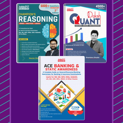 Set Of 3 Quantitative Aptitude By Shantanu Shukla |Daksh Math| | & Champion Reasoning 3.0 & Banking And Static Awareness|For RBI|SBI|IBPS|RRB & Insurance Exams (English Printed) Adda 247(Paperback, Saurav Singh & Shantanu Shukla)