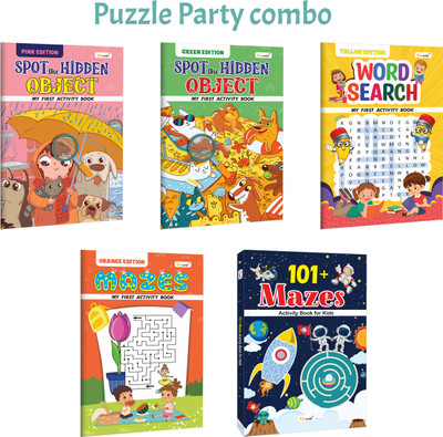 101+ Mazes Activity Book For Kids, My First Activity Book Spot The Hidden Object- Green Edition And More :- Maze Solving, Hidden Picture Games, Word Search Challenges For Children | Combo Of 5 Books(Paperback, GOWOO)