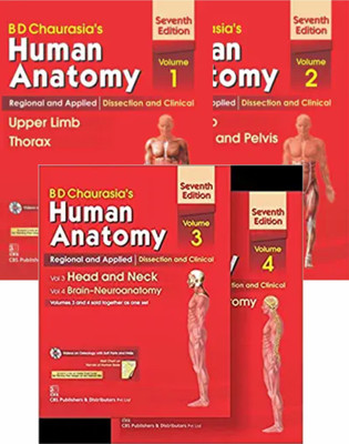 Human Anatomy By B D Chaurasia's 7th Edition(Set Of 4 Books) Vol-1,2,3&8(Paperback, BD Chaurasia's)